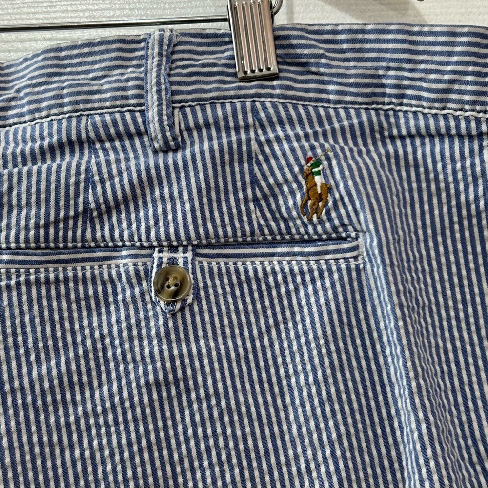 POLO Ralph Lauren Men's Seersucker Shorts Blue White Striped Size 44T - Picture 2 of 8